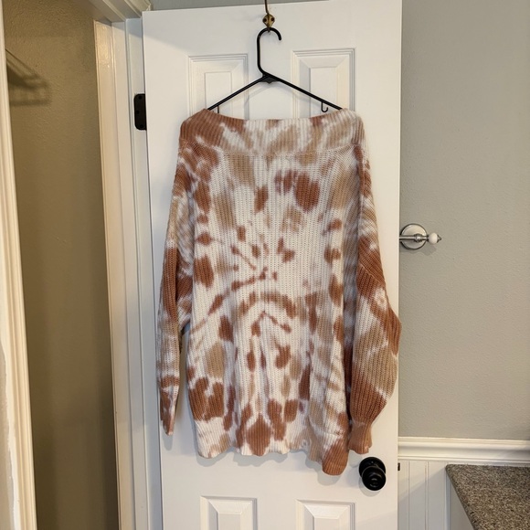 Aerie Brown White Tie Dye Cotton Knit Sweater – Size XL - Picture 8 of 8